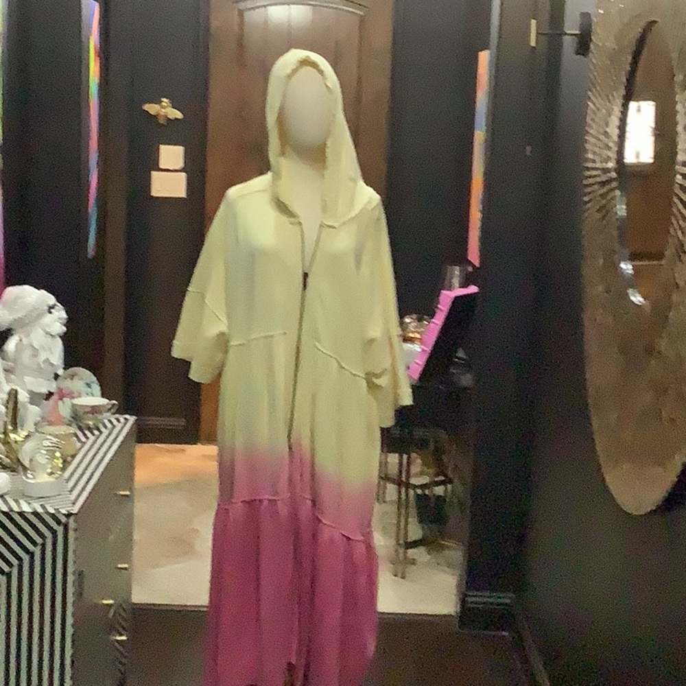 NWOT Free People Molly Cardigan Zip Front Dip Dye hooded sweatshirt